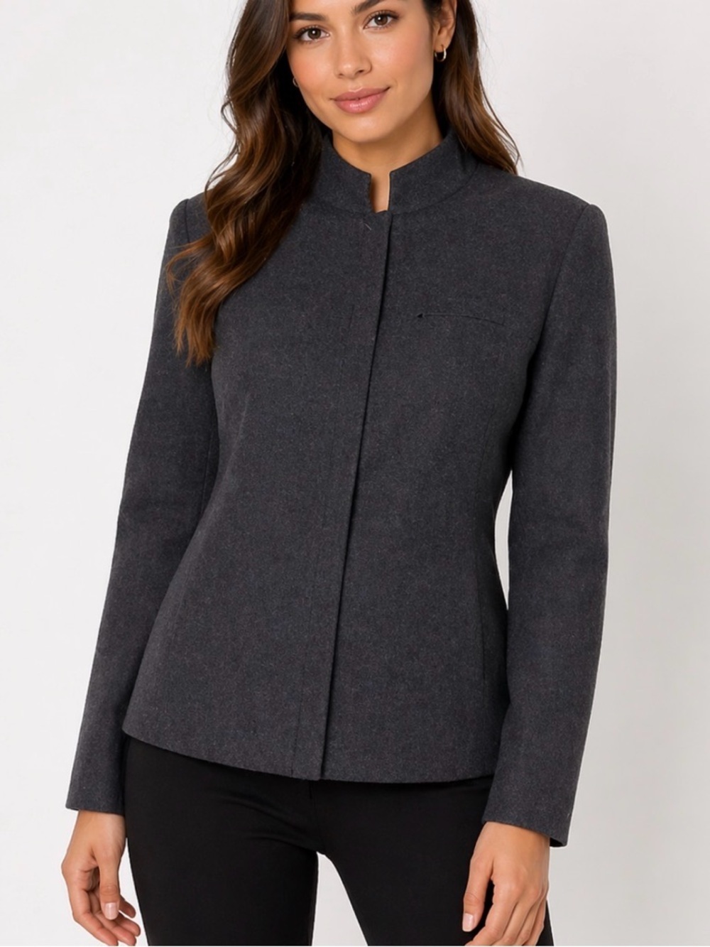 - Nine & Company jacket/blazer wool feel gray full zip jacket with pockets SZ 12